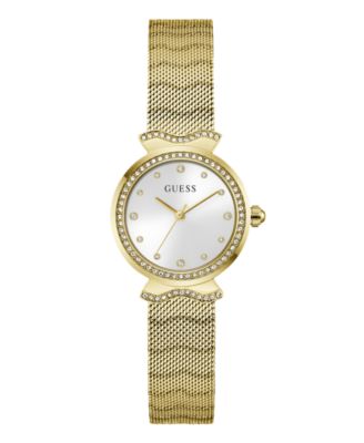 Женские аналоговые часы GUESS из стальной сетки золотистого цвета, 28 мм