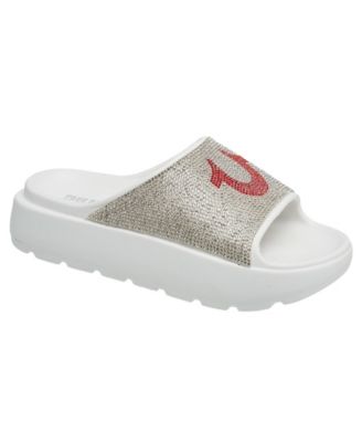 Сандалии с логотипом Истинной религии на женском жеребце и стразах 8790₽