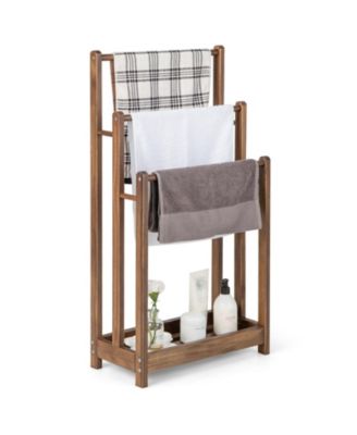 Отдельно стоящая вешалка для полотенец с 3 перекладинами и подставкой для сушки полотенец для рук с нижней полкой для хранения