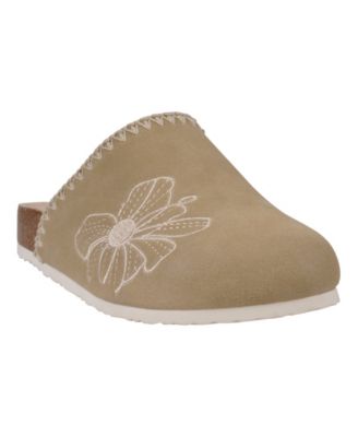 Женские сабо Jamie с вышивкой на скользящей стельке GC Shoes коричнево-бежевого цвета