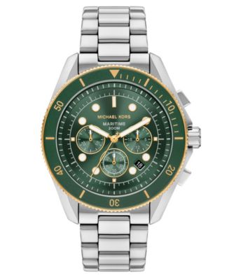 Мужские часы Michael Kors с морским хронографом серебристого цвета из нержавеющей стали, 45 мм, серебро