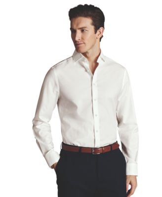 Мужская приталенная рубашка из саржи цвета слоновой кости от Charles Tyrwhitt цвета слоновой кости/кремовый