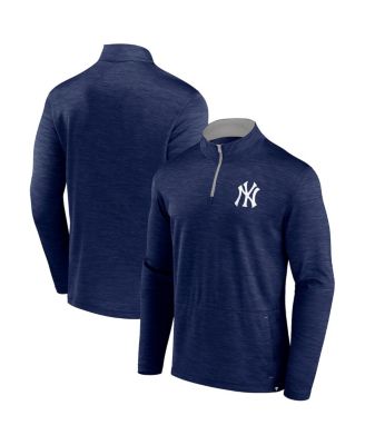 Мужской пуловер Fanatics Heather Navy New York Yankees Fundamentals на молнии с четвертью