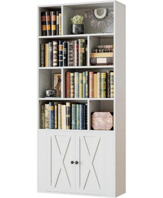 Книжный шкаф с дверцами, Высокая книжная полка для хранения вещей, Книжные полки