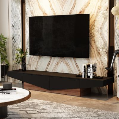Подставка для телевизора с уникальным дизайном HOMSEE, медиа-консоль с двумя выдвижными ящиками, деревянный развлекательный центр