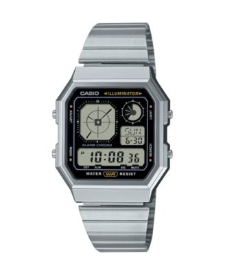 Мужские винтажные цифровые часы Casio с браслетом из нержавеющей стали 34 мм