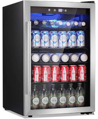 Мини-холодильник для напитков Zafro со стеклянной дверцей - Вместимость 145 банок, 4,4 кубических фута для газировки, пива или вина, идеально подходит для дома, офиса или бара.