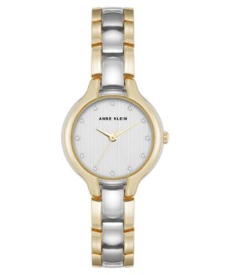 Женские кварцевые часы Anne Klein с двухцветным металлическим сплавом и украшенным кристаллами циферблатом, 28 мм