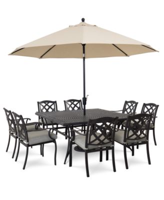 Обеденный набор Wythburn на открытом воздухе из 9 предметов (квадратный стол 64 дюйма и 8 обеденных стульев с решетками), созданный для Macy's