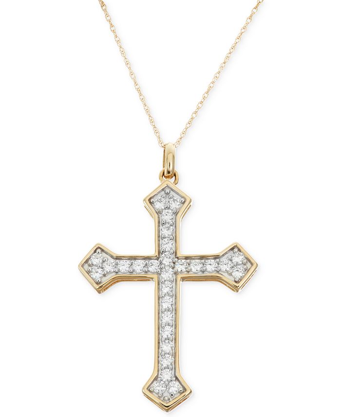 Macy's Diamond Cross Pendant Necklace (1 ct. t.w.) in 14k Gold & Reviews Necklaces Jewelry