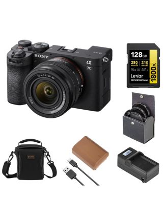 Беззеркальный фотоаппарат Sony Alpha a7C II с объективом FE 28-60 мм f/4-5,6, черный, в комплекте с аккумулятором NP-FZ100, картой памяти на 128 ГБ и комплектом фильтров диаметром 40,5 мм, черный