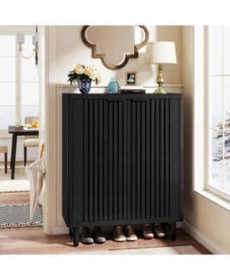 Tribesigns - 6-ярусный отдельно стоящий шкаф для обуви с раздвижными дверцами и регулируемыми полками для прихожей