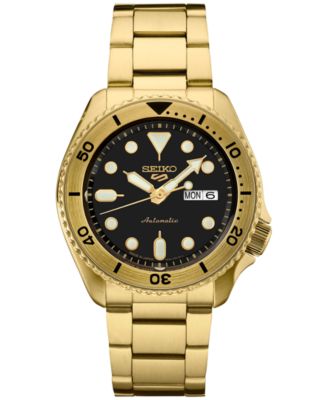 Мужские автоматические 5 спортивные часы Seiko с золотым браслетом из нержавеющей стали 43 мм