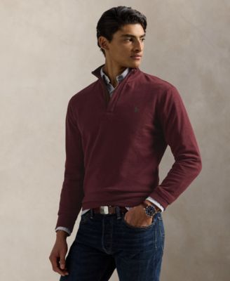 Мужской свитер-пуловер из роскошного трикотажа Polo Ralph Lauren с застежкой на четверть молнии