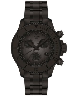 Мужские швейцарские часы-хронограф Tissot Seastar 1000 с черным браслетом из нержавеющей стали, 38 мм