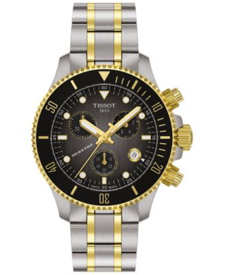 Мужские швейцарские часы-хронограф Tissot Seastar 1000 с двухцветным браслетом из нержавеющей стали, 38 мм, серый градиент