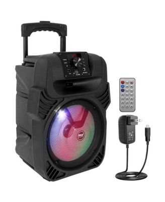 Портативная акустическая система Bluetooth PYLE мощностью 400 Вт, 8-дюймовый сабвуфер, USB/MP3/FM-радио, светодиодная подсветка, Перезаряжаемая батарея, Пульт дистанционного управления - PPHP844B white