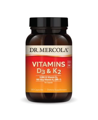 Витамины Dr. Mercola D3 и K2, 90 порций, поддерживают иммунитет.