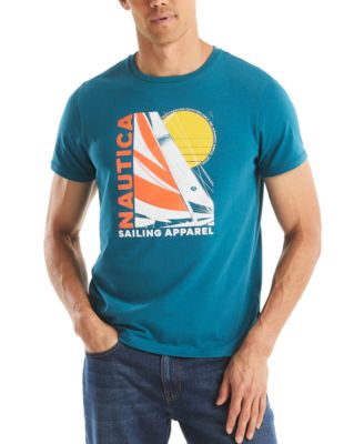 Мужская футболка с изображением современной парусной лодки Nautica с коротким рукавом и графическим рисунком