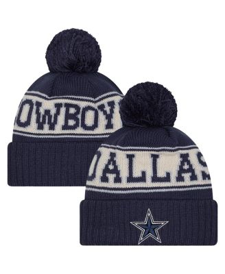 Мужская темно-синяя вязаная шапка Dallas Cowboys в стиле ретро с манжетами и помпоном новой эры
