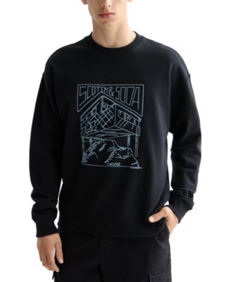 Мужская толстовка свободного кроя с длинным рукавом и графическим логотипом SCOTCH & SODA для мужчин