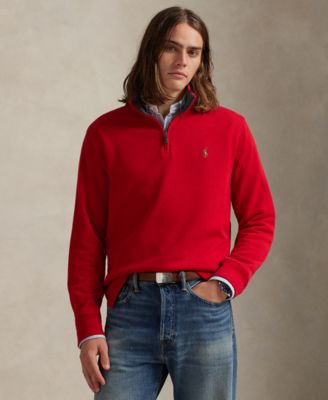 Мужской пуловер Polo Ralph Lauren из плотного хлопка в рубчик с застежкой на четверть молнии