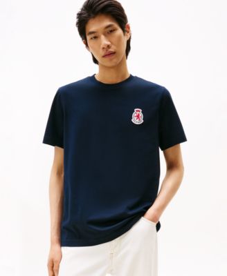 Мужская футболка с вышитым гербом Tommy Hilfiger красного, белого и синего цветов