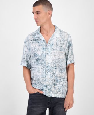 Лагерная рубашка GUESS с коротким рукавом и пуговицами спереди в стиле Пейсли