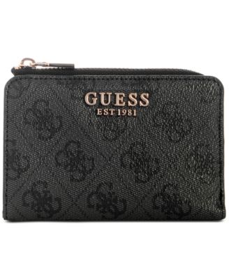 Футляр для карточек с логотипом GUESS Laurel II застегивается на молнию серого цвета