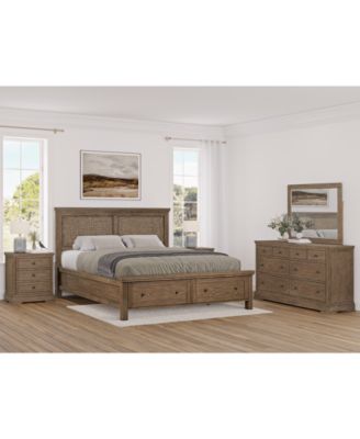 Набор для хранения королевского тростника Alverton из 3 предметов (кровать, комод и прикроватная тумбочка с 3 выдвижными ящиками)