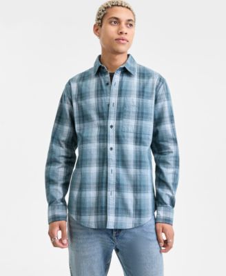 Мужская вельветовая рубашка Sun + Stone из хлопка в клетку с длинными рукавами, эксклюзивная модель Macy's