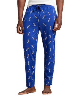 Мужские пижамные брюки Polo Ralph Lauren с ребристым поясом и трикотажным рисунком медведя