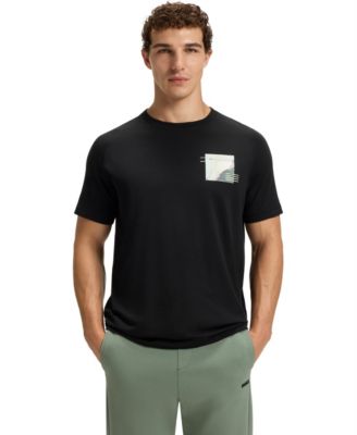 Мужская декоративная светоотражающая футболка свободного кроя BOSS by Hugo Boss черного цвета