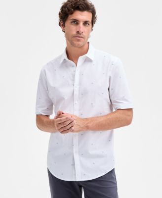 Мужская рубашка Alfani с коротким рукавом и принтом Dobby Geo на пуговицах спереди, эксклюзивный бренд Macy's