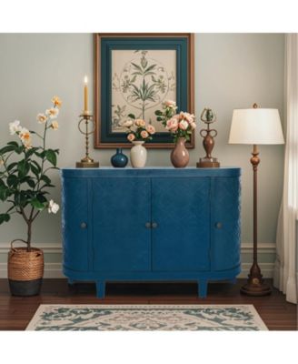 Шкаф CASAINC 47.5" 1 шт. Овальный рифленый шкаф для хранения с 4 дверцами и изогнутым краем