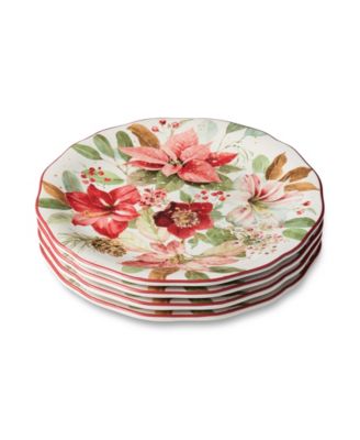 Сертифицированные международные обеденные тарелки Winter Blooms, набор из 4-х