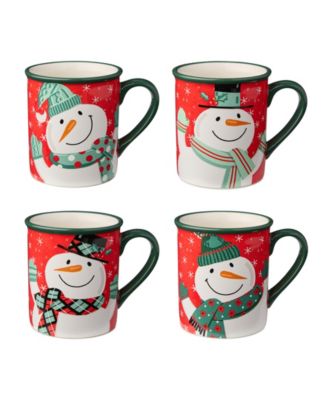 Сертифицированные международные кружки со снеговиком Christmas Whimsy, набор из 4 штук