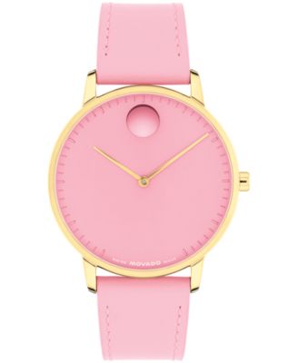 Швейцарские кварцевые часы из розовой кожи Movado Unisex Face, 39 мм