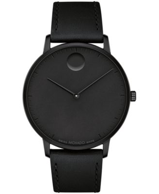 Швейцарские кварцевые часы Movado Unisex Face из черной кожи, 41 мм