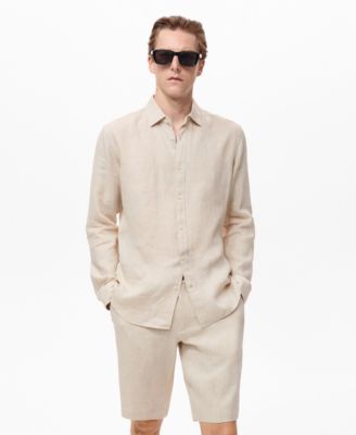 Мужская льняная рубашка с длинным рукавом Mango