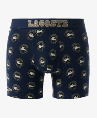 Мужские боксерские трусы-стрейч из хлопка с принтом Lacoste