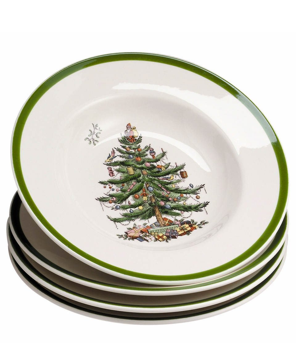 Spode Dinnerware, Set of 4 Christmas Tree Rim Soup Bowls   Fine China   Dining & Entertaining