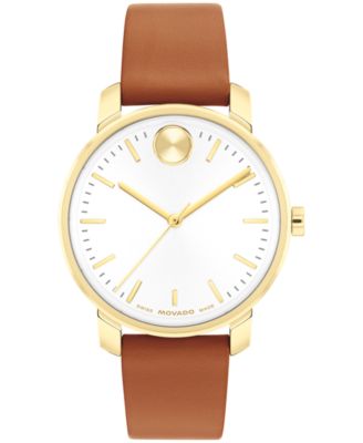 Женские швейцарские кварцевые часы Movado Bold Access из коньячной кожи, 34 мм