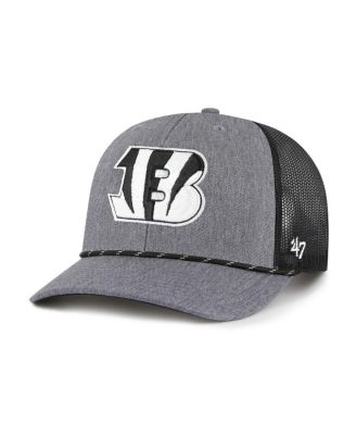 Мужская брендовая шляпа Heather Charcoal Cincinnati Bengals Carbon Rope Trucker с регулируемой шляпой 47-го года выпуска, черная