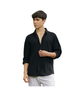 Мужская обжимная тактильная рубашка Campus Sutra черного цвета