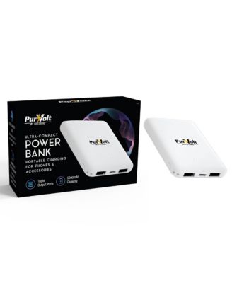 Ультракомпактный Беспроводной блок питания Pursonic - Портативное зарядное устройство емкостью 5000 мАч с беспроводным выходом белого цвета