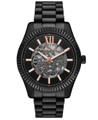 Мужские часы Michael Kors Lexington Automatic Black IP из нержавеющей стали, 45 мм