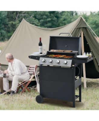 Пропановый гриль для барбекю Streamdale Furniture с 4 конфорками, Нержавеющая сталь, 34 000 БТЕ