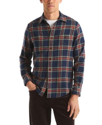 Мужская фланелевая рубашка в клетку из стрейч-ткани с длинным рукавом Nautica