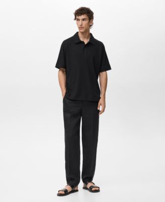 Мужская трикотажная рубашка поло с фактурой Mango черного цвета